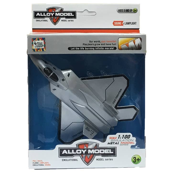 Diecast F22 Pullback with Lights and Sound in Window Box for wholesale by Texas Toy Distribution