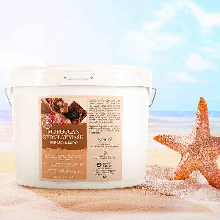 The Midwest Sea Salt Company - Wholesale Skincare face mask - Moroccan Red Clay Mask - 10lbs (128oz)5