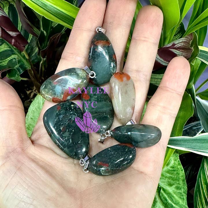 KayleeNYC - Wholesale Individual Charm/Pendant - Natural Bloodstone Crystal Pendant