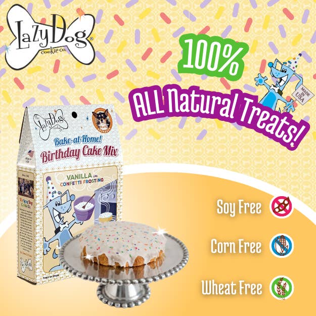 The Lazy Dog Cookie Co., Inc. - Wholesale Cake Mix - Vanilla Birthday Cake Mix w/ Sprinkles & Frosting Mix3