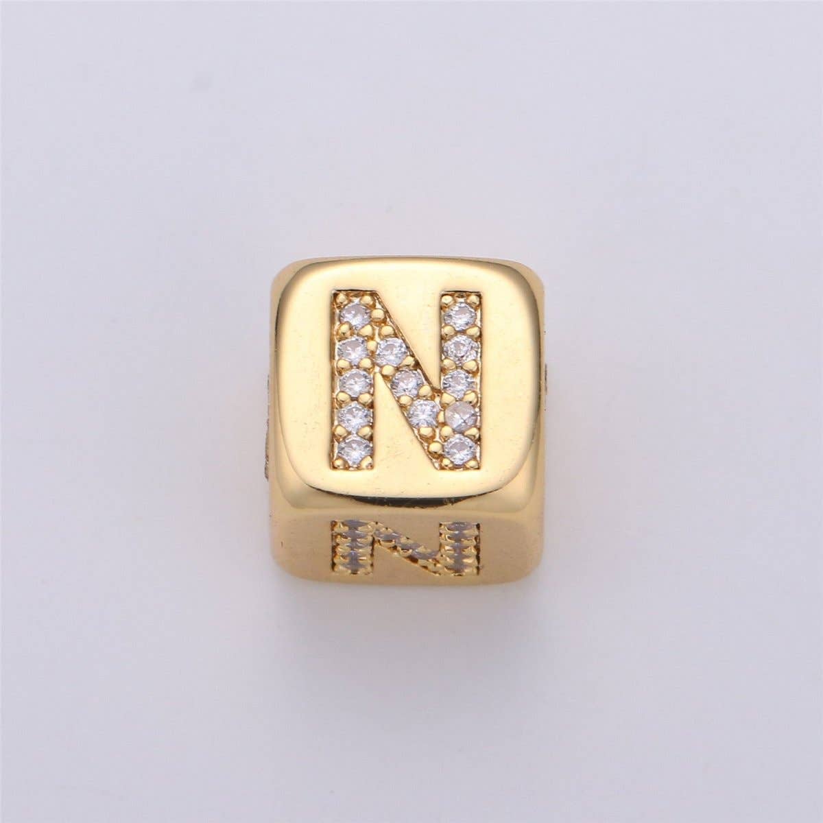 Aim Eternal - Wholesale Individual Charm/Pendant - 9x9mm Gold Initial Letter Beads, Alphabet Beads, Initial Beads, Alphabet Blocks Micro Pave Initial Block Charm for Bracelet Necklace Supply13