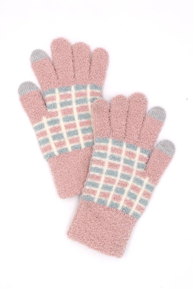 Collections by Fame Accessories - Wholesale Gloves – Women's - Block Stripe Pattern Smart Gloves2