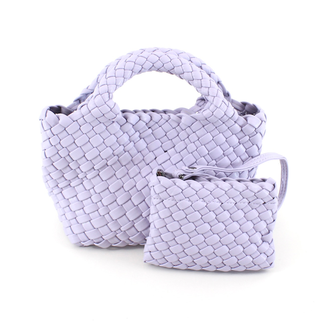 Pretty Persuasions - Wholesale Tote Bag - Women's - P24012 Small Woven Tote Crossbody Bag w/Cosmetic Pouch1