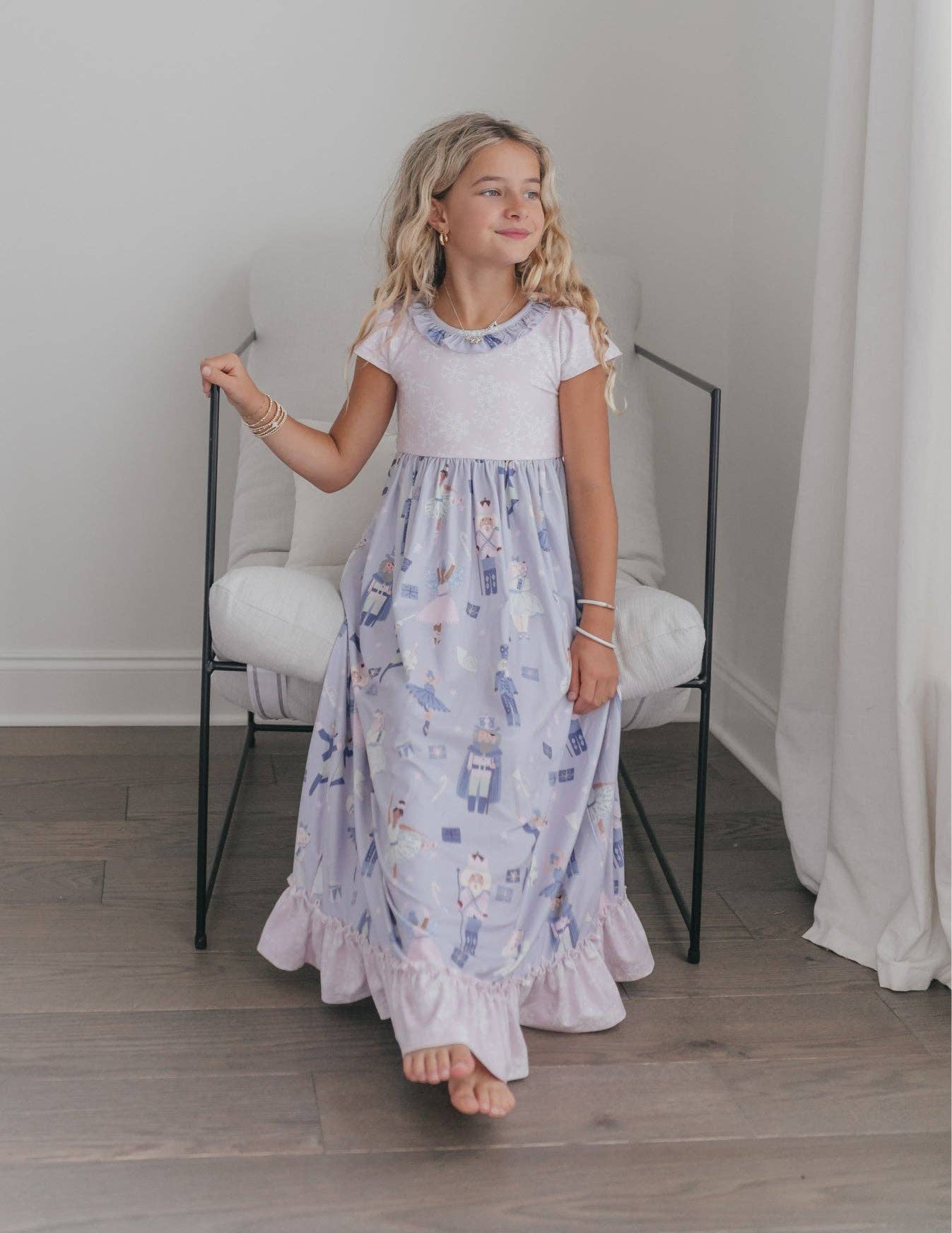 Oopsie Daisy - Wholesale Nightdress - Kids - Girls Lavender & Pink Nutcracker Holiday Ruffle Lounge Gown2