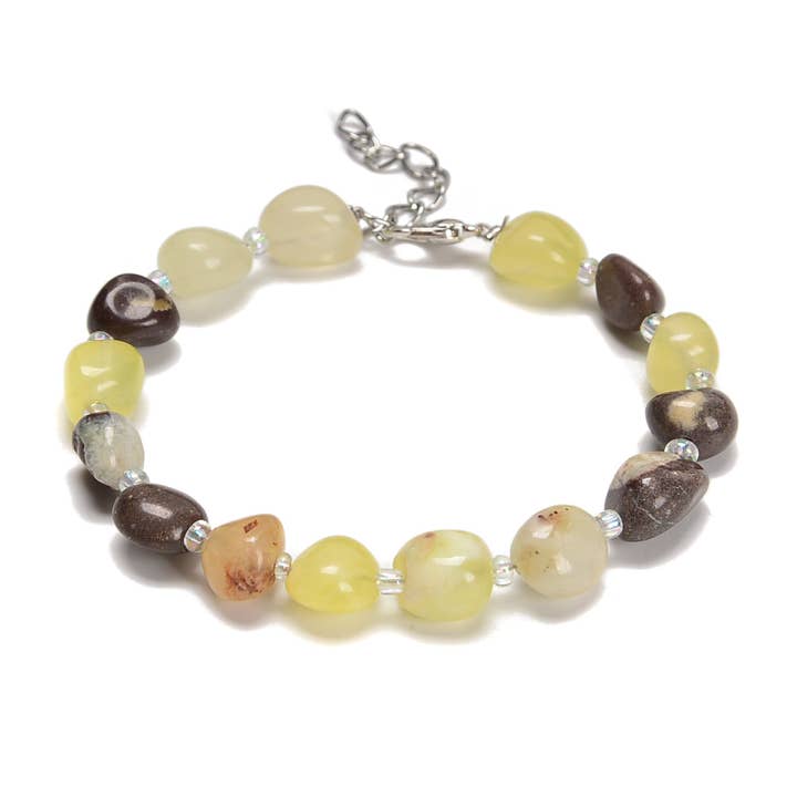 Groene Terra Jaspis Kiezelsteen Kraal Armband Zilveren Sluiting 8x10mm 7,5" Lengte voor wholesale door CRCBEADS