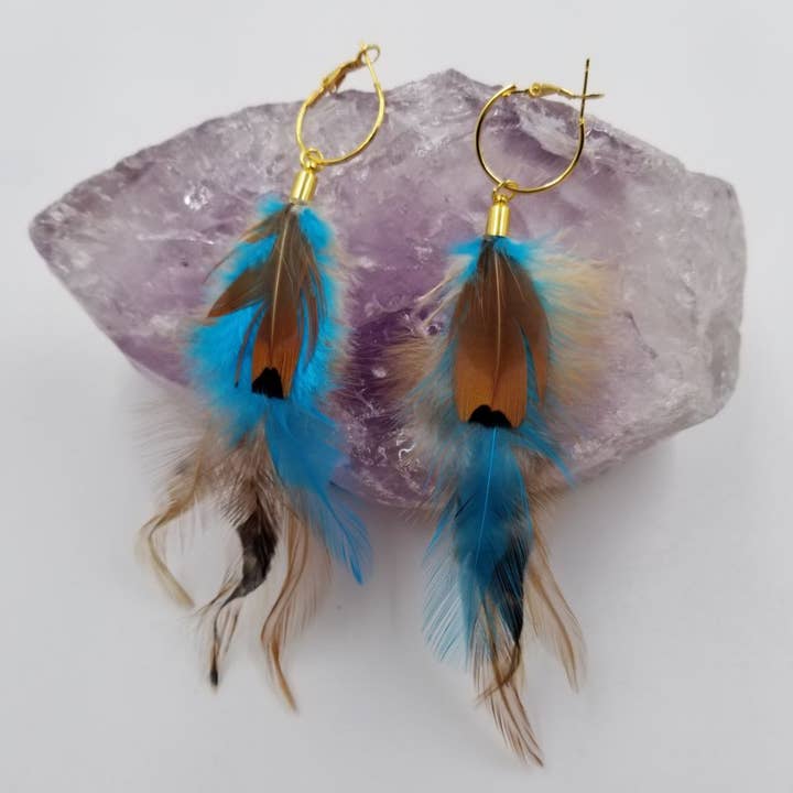 Leopard Feather Tassel Statement Earrings for wholesale by magnolia jewelry