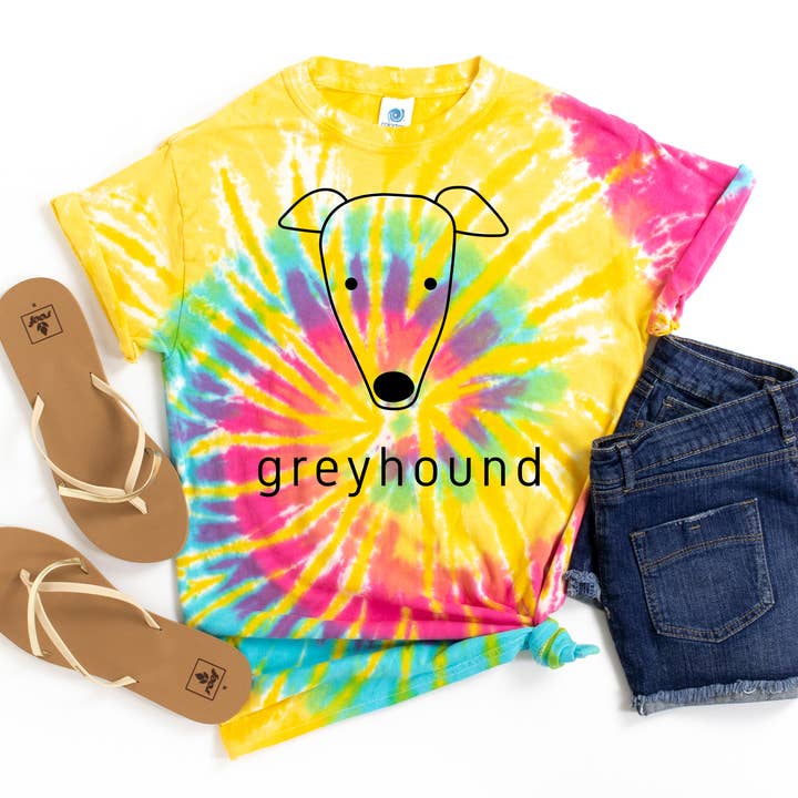 Greyhound Face Tie Dye for wholesale by Squishy Faces