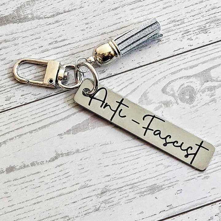 ShesSoCrafty Goods - Wholesale Keychain - Unisex - Anti-Fascist Engraved Stainless Steel Keychain3