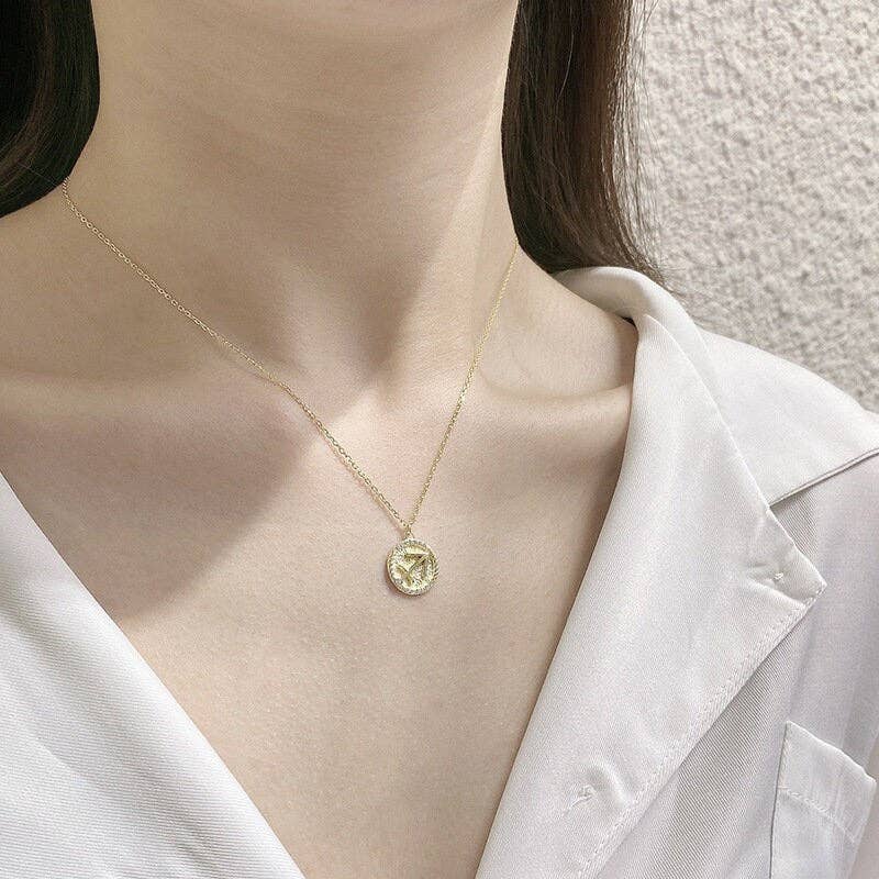 Perimade & Co. LLC - Wholesale Pendant/Charm Necklace - Gold Zodiac Sign Disc Charm Necklace in 925 Sterling Silver9