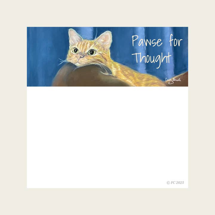 Sticky Notes w/ Orange Cat & "Pawse for Thought" | 50 Pages for wholesale by Forever Caroline LLC