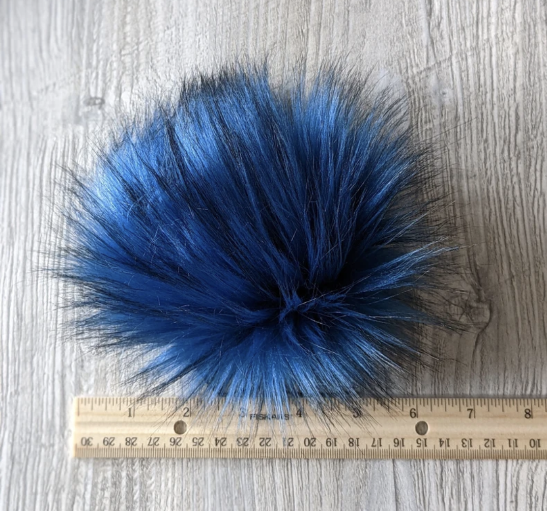 CountryStixCo - Wholesale Pom Poms - 7" Detachable Faux Fur Pom Pom - Blueberry Blue1