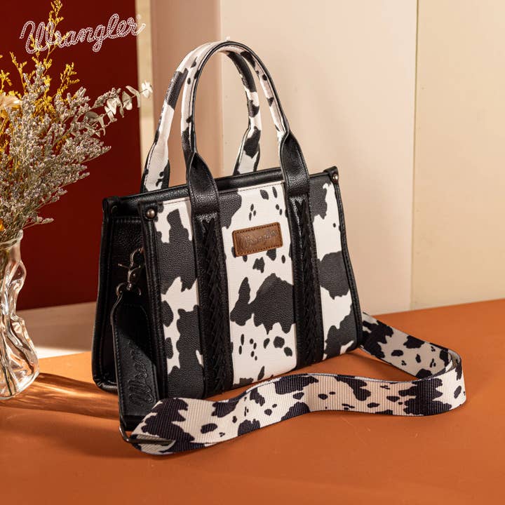 South End Clothing and Apparel L.L.C - Wholesale Tote Bag - Women's - Wrangler Cow Print Tote/Crossbody