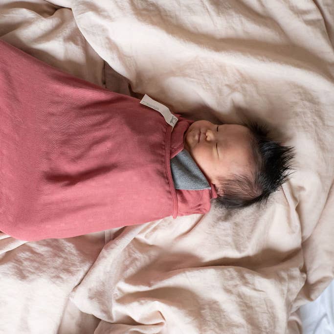 Gray White Stripe Silent Easy Swaddle - No Velcro, no zipper, Organic Cotton for wholesale on Faire6