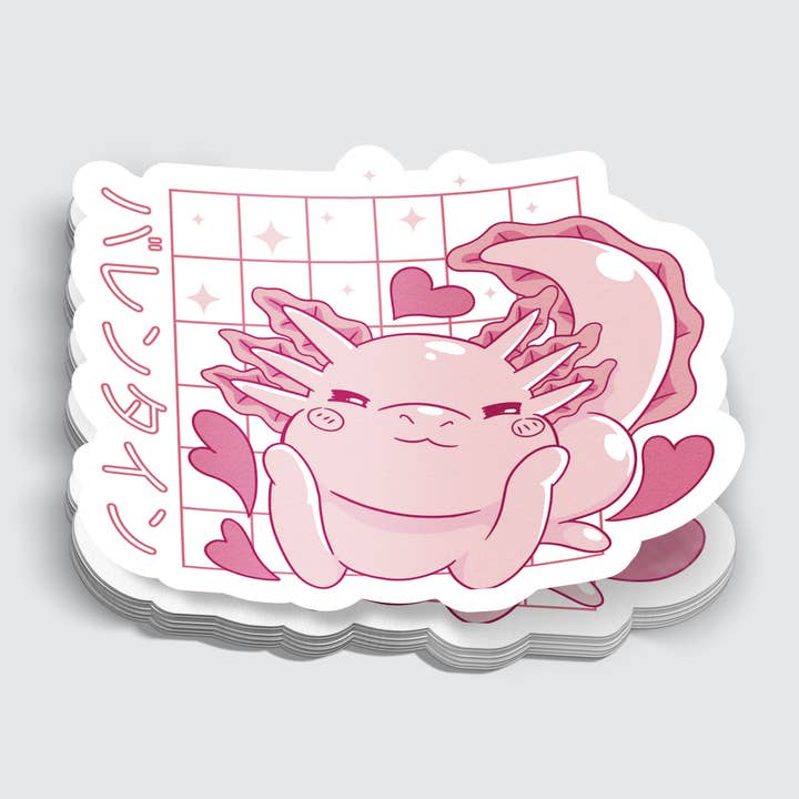 Kanji Axolotl Chibi Animal Sticker - 3" for wholesale by Mimic Gaming Co