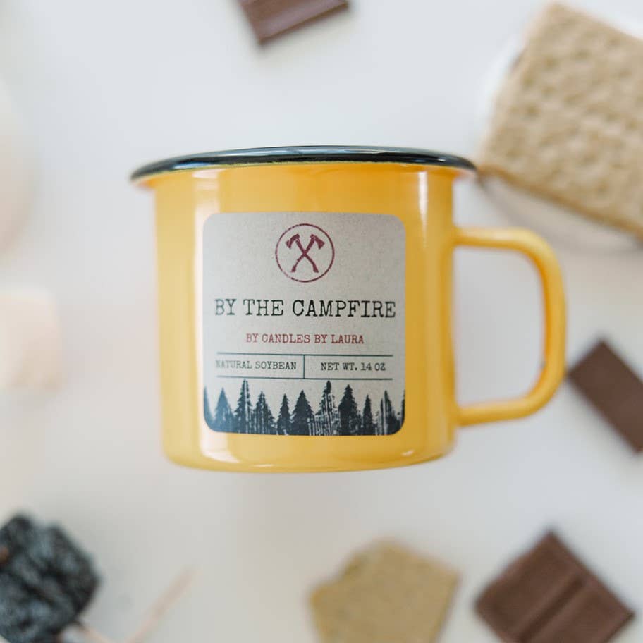 Candles By Laura - Wholesale Jar/Filled Candle - Enamel Wood Wick Soy Campfire Mug2