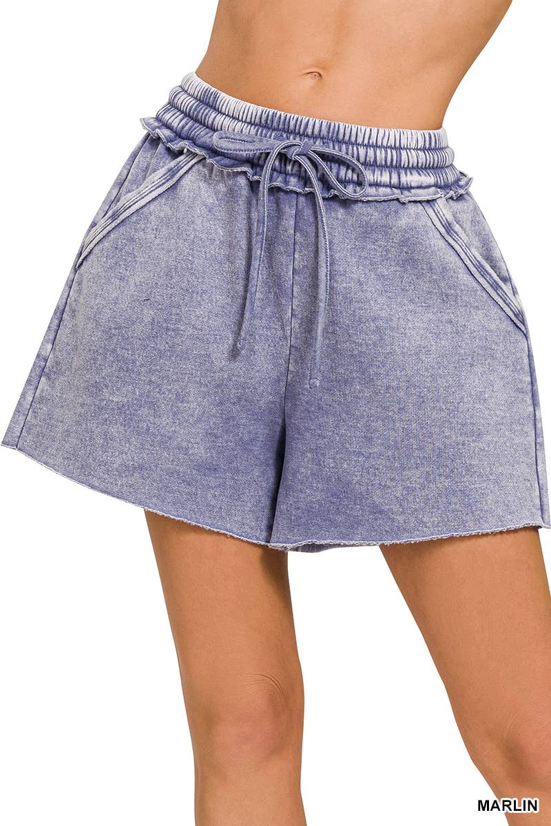42POPS - Wholesale Shorts - Women's - `"Washed Fleece Drawstring Shorts With Pockets10