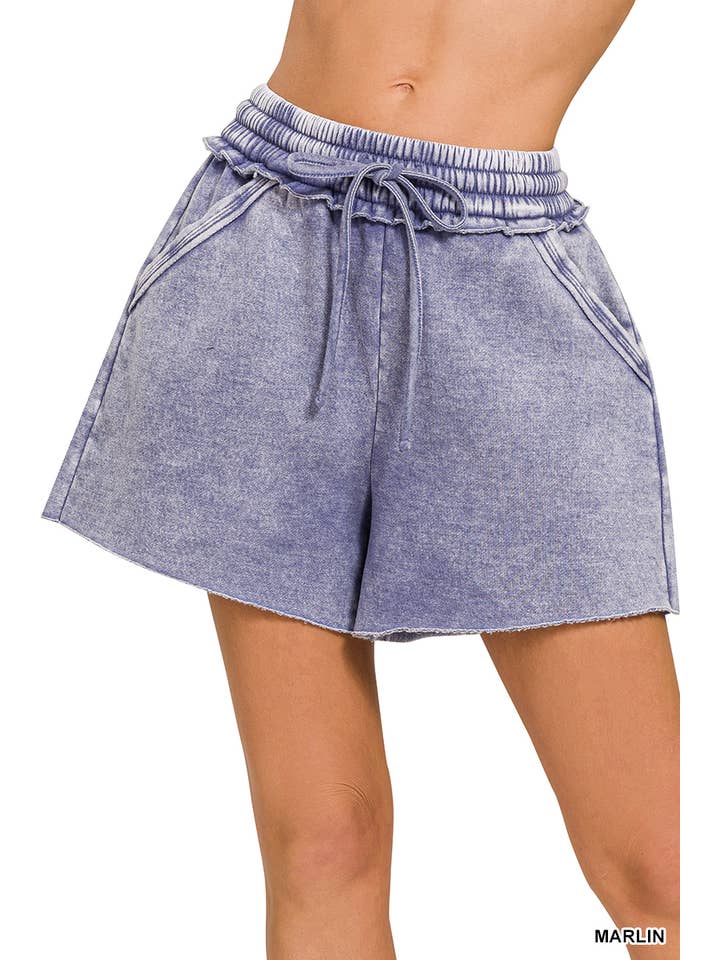42POPS - Wholesale Shorts - Women's - `"Washed Fleece Drawstring Shorts With Pockets10