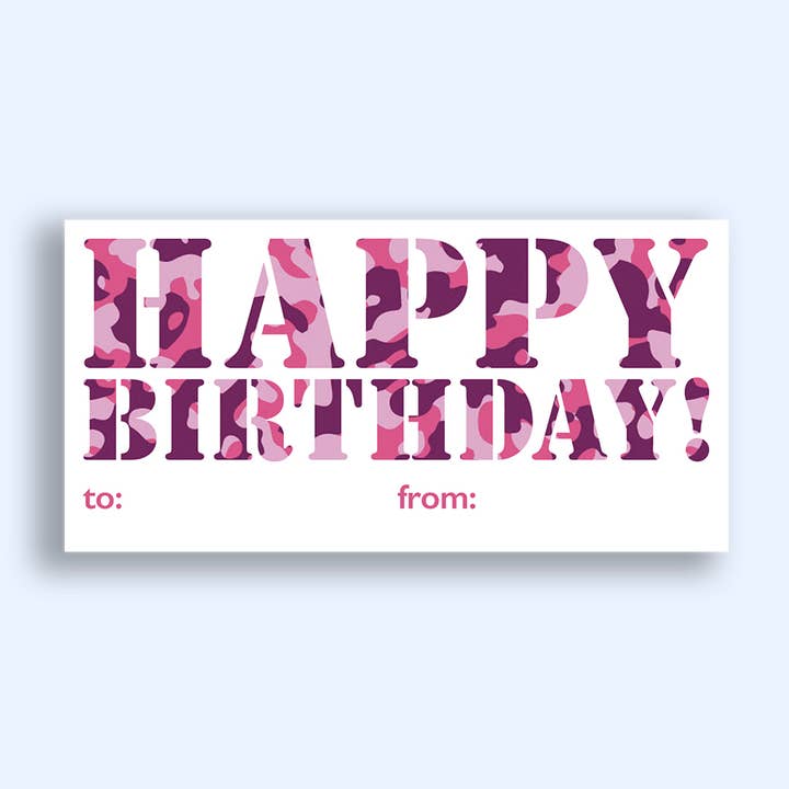 Feuilles d'autocollant anniversaire : rose camouflage pour la vente par The Cornerstone Studio