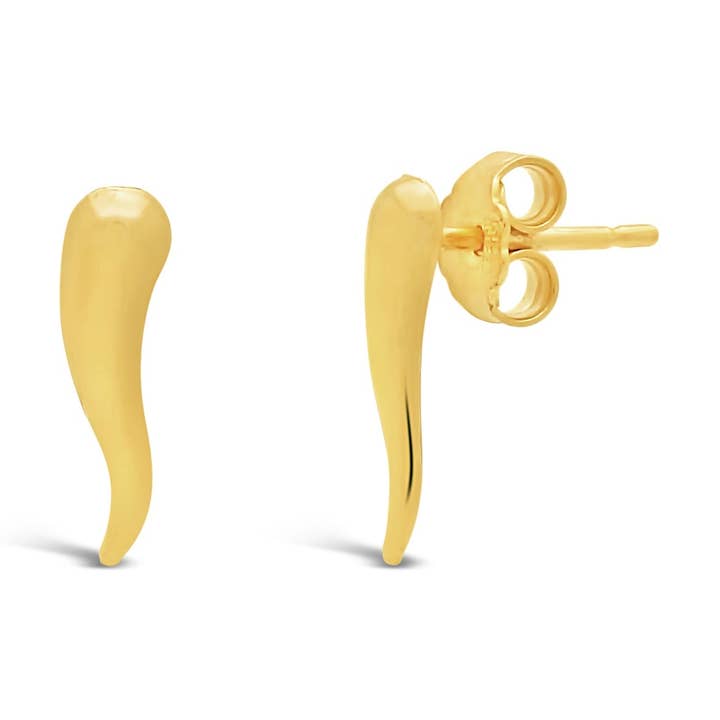 Boucles d'oreilles dorées en corne italienne pour la vente par Barrocos