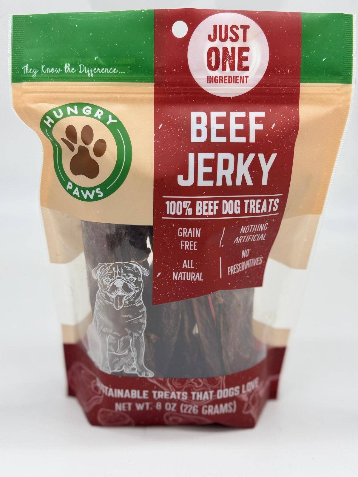 Hungry Paws - Wholesale Pet Treats - Dog - Beef Jerky (Beef Sliders) 8oz Retail Bag Hp1590