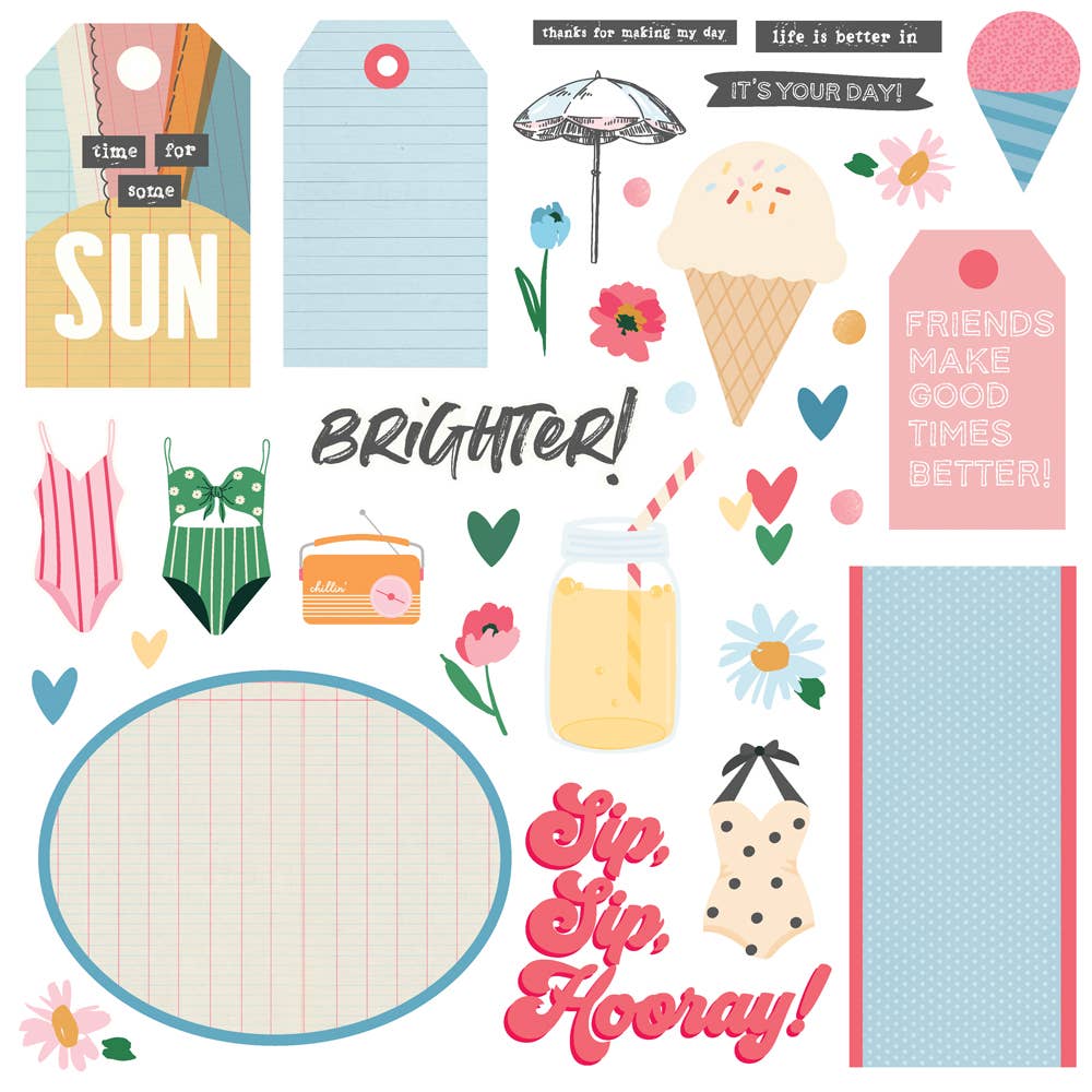 Simple Stories - Wholesale DIY Craft Kit - Sunny Days Simple Cards Kit with Chipboard & Die-Cut Pieces5