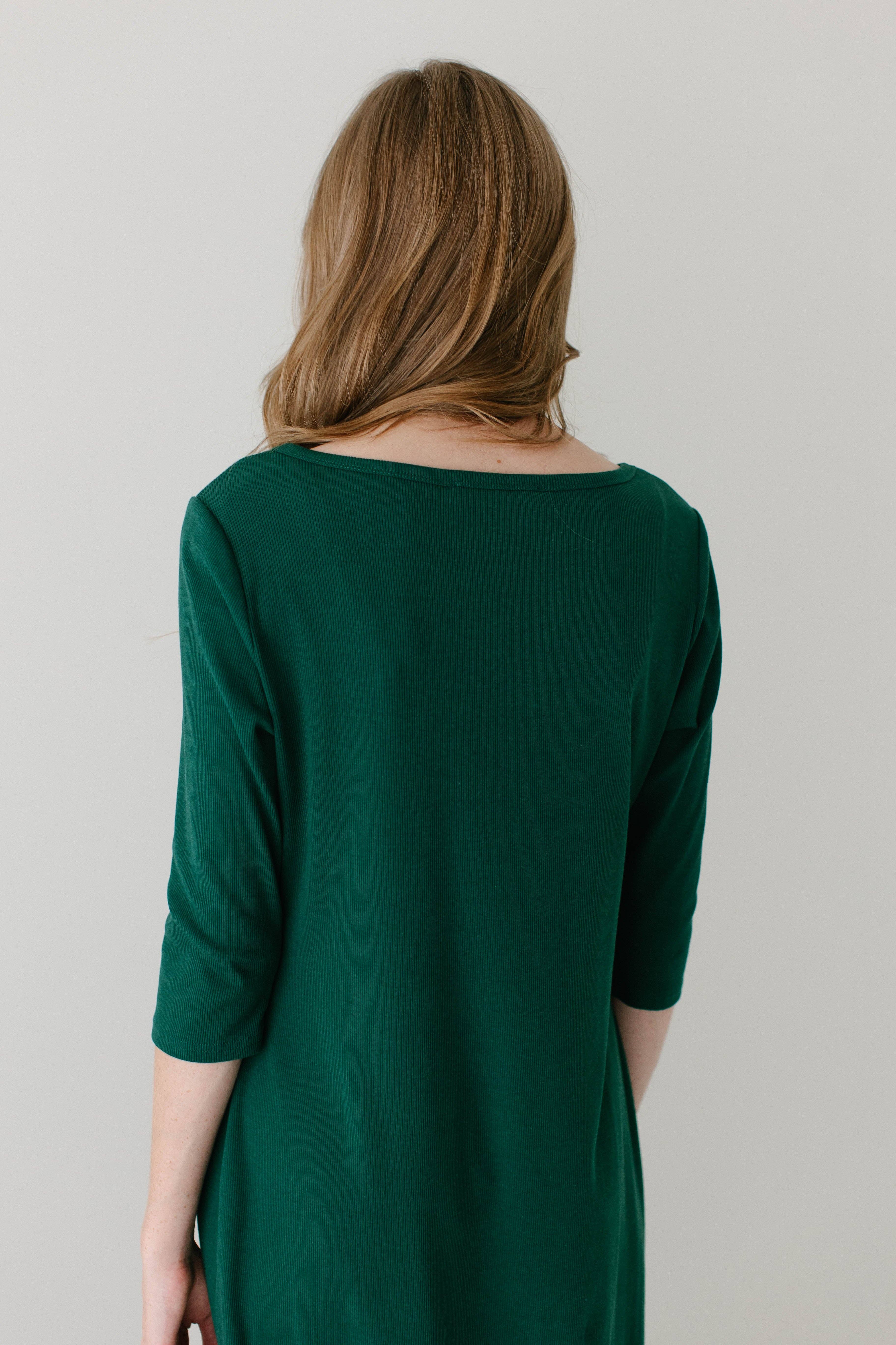 The Main Street Exchange - Wholesale Dress - Women's - 'Constance' 3/4 Sleeve Ribbed Midi Dress FINAL SALE24