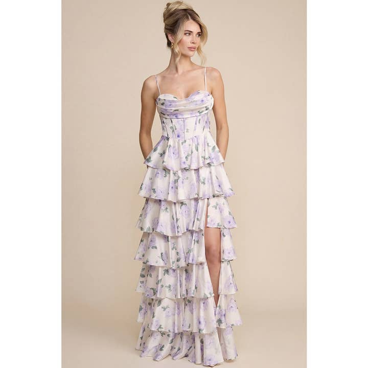 VOLANGKLÄNNING MED SLITS OCH KNYTBAND BAK för wholesale av Maniju