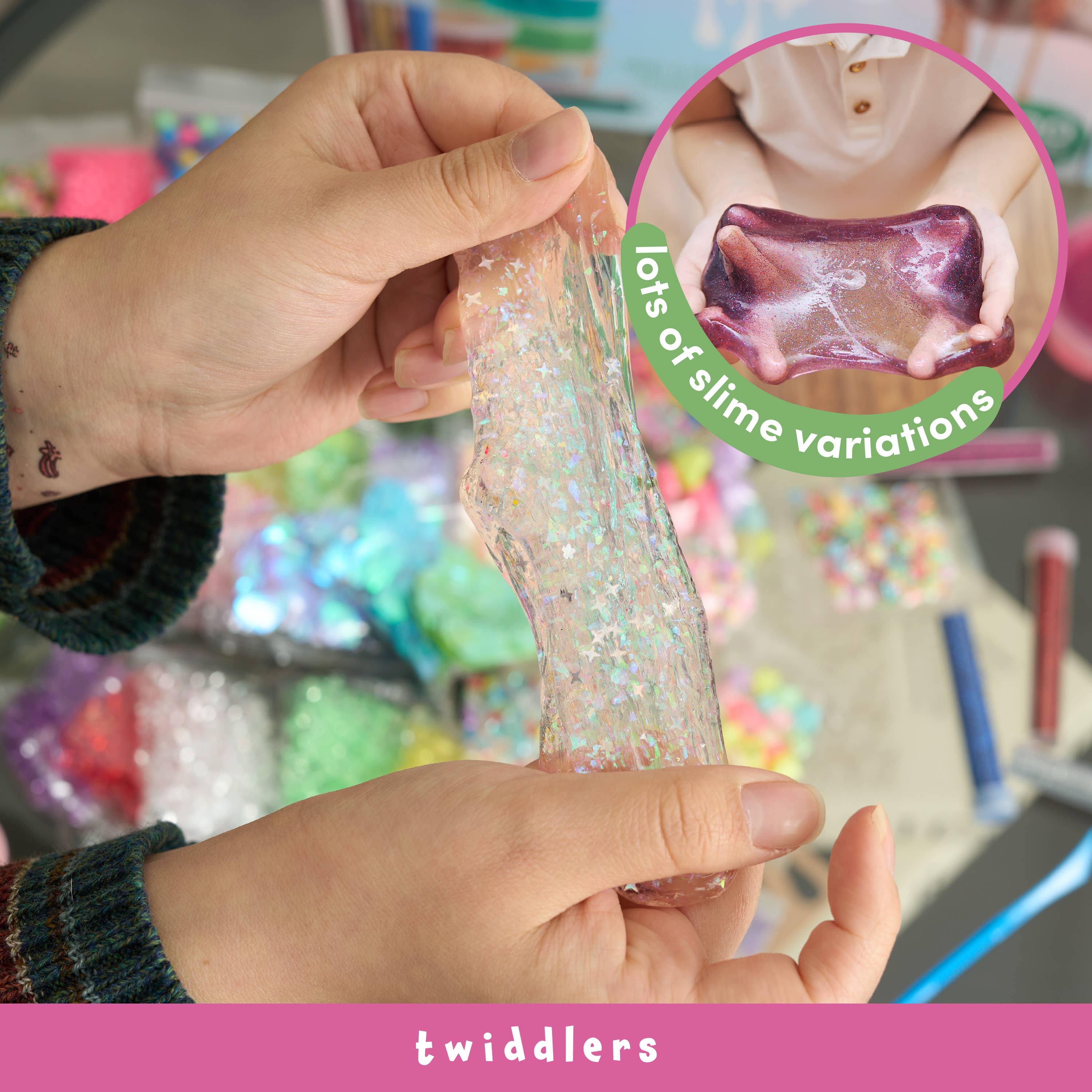 The Twiddlers - Vente Kit de bricolage - Kit de fabrication de slime 100 pièces - Perles cristal et paillettes9