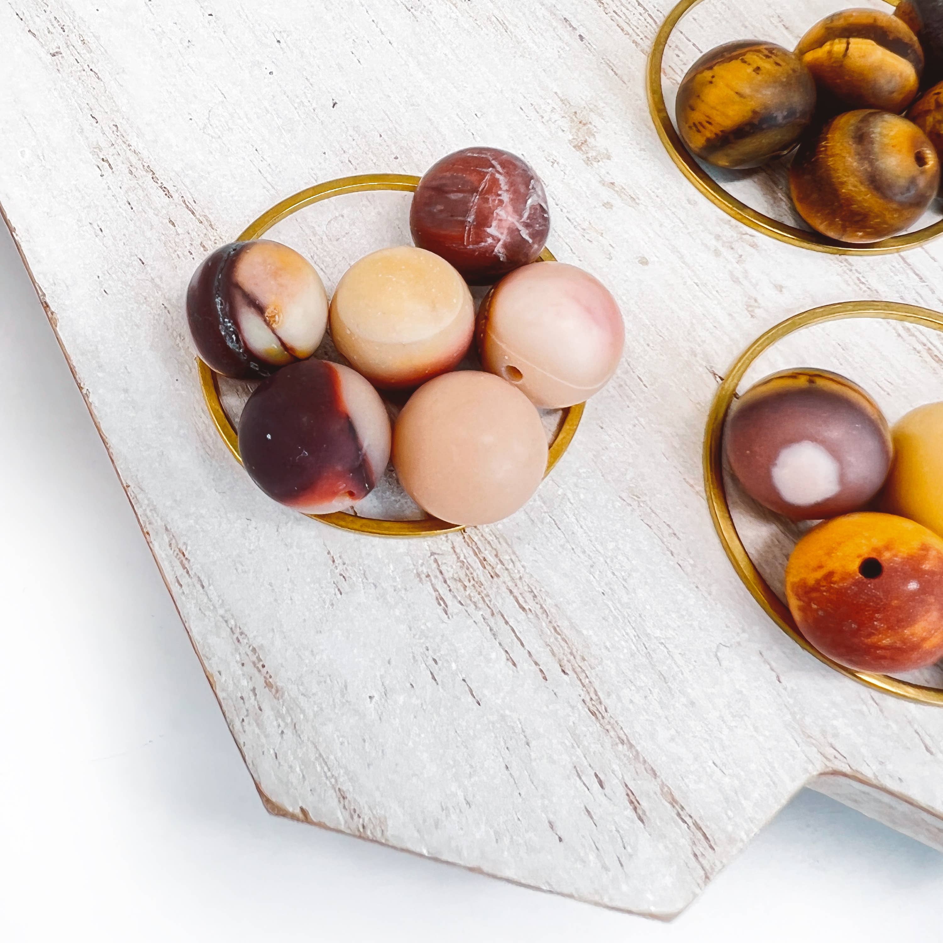 Permanent Baggage - Wholesale Dangle Earrings - Small Brass Post Earring With Hoop & Semi-Precious Stones1