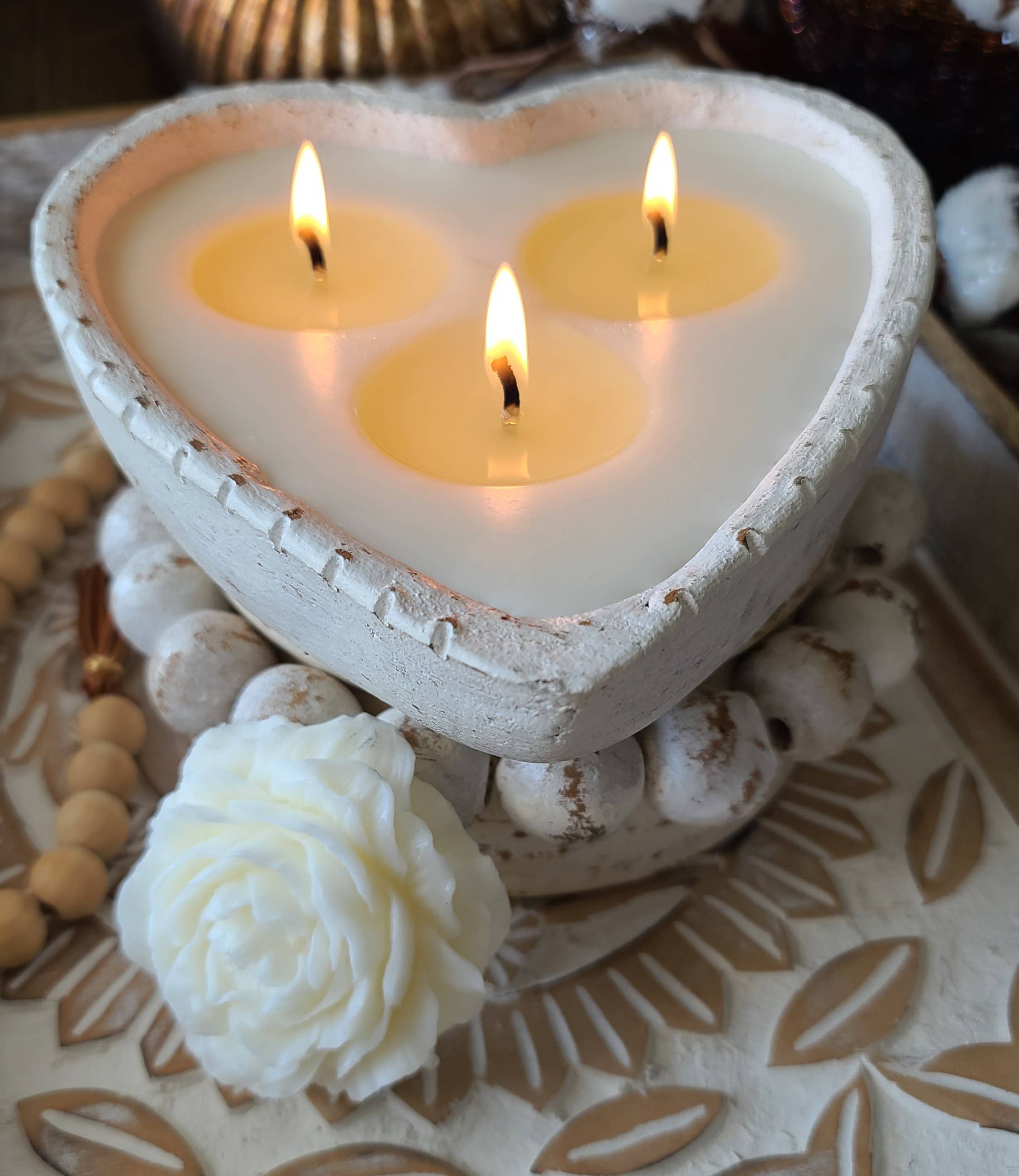 White * Classic Scents* - Clay Heart Candle  for wholesale on Faire5