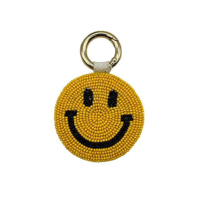 YELLOW SMILEY FACE BEADED KEYCHAIN for wholesale by Pizzazz, Inc.
