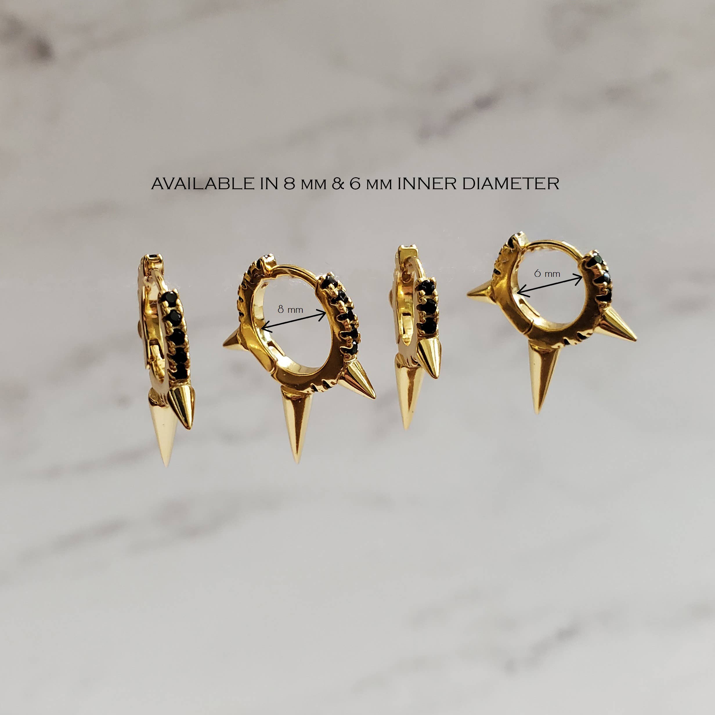 HolyBang Jewels - Wholesale Hoop Earrings - TRIPLE SPIKE ONYX HOOP EARRINGS  - E-H1017 / E-H10401