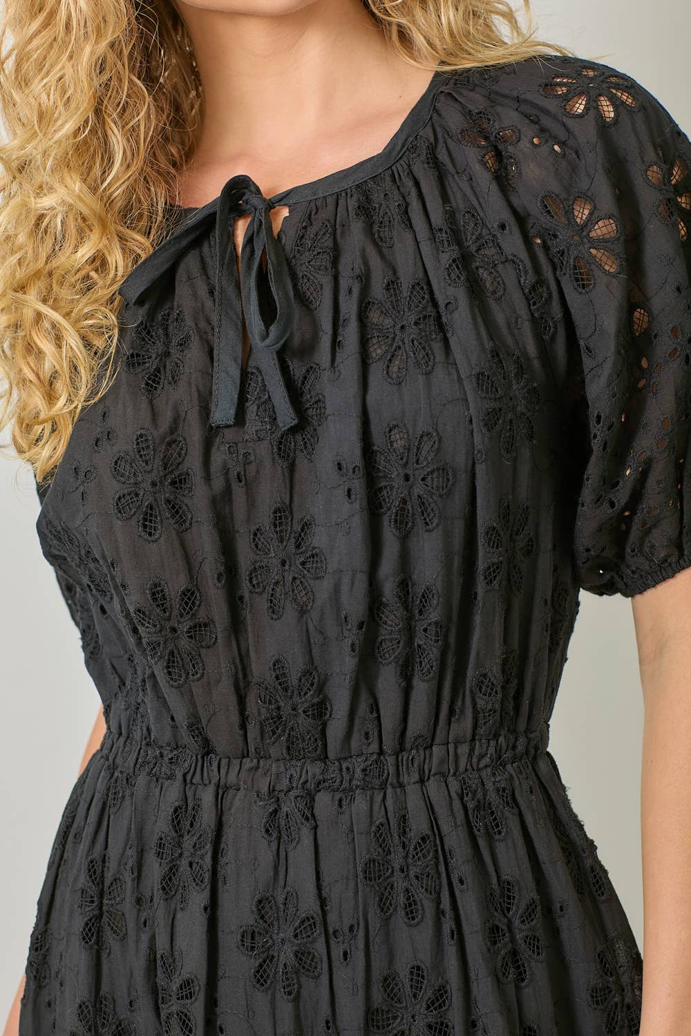 Mystree - Wholesale Dress - Women's - 61037 Puff Sleeve Tiered Eyelet Dress15