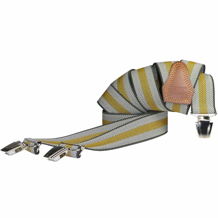 Suspensório Chevron Amarelo 120/3 | Feito à mão por atacado de Pierre Mouton