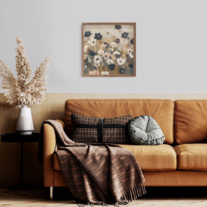 Kendrick Home - Wholesale Wood Wall Art - Abstracted Florals 2 Neutral By Nina Blue2