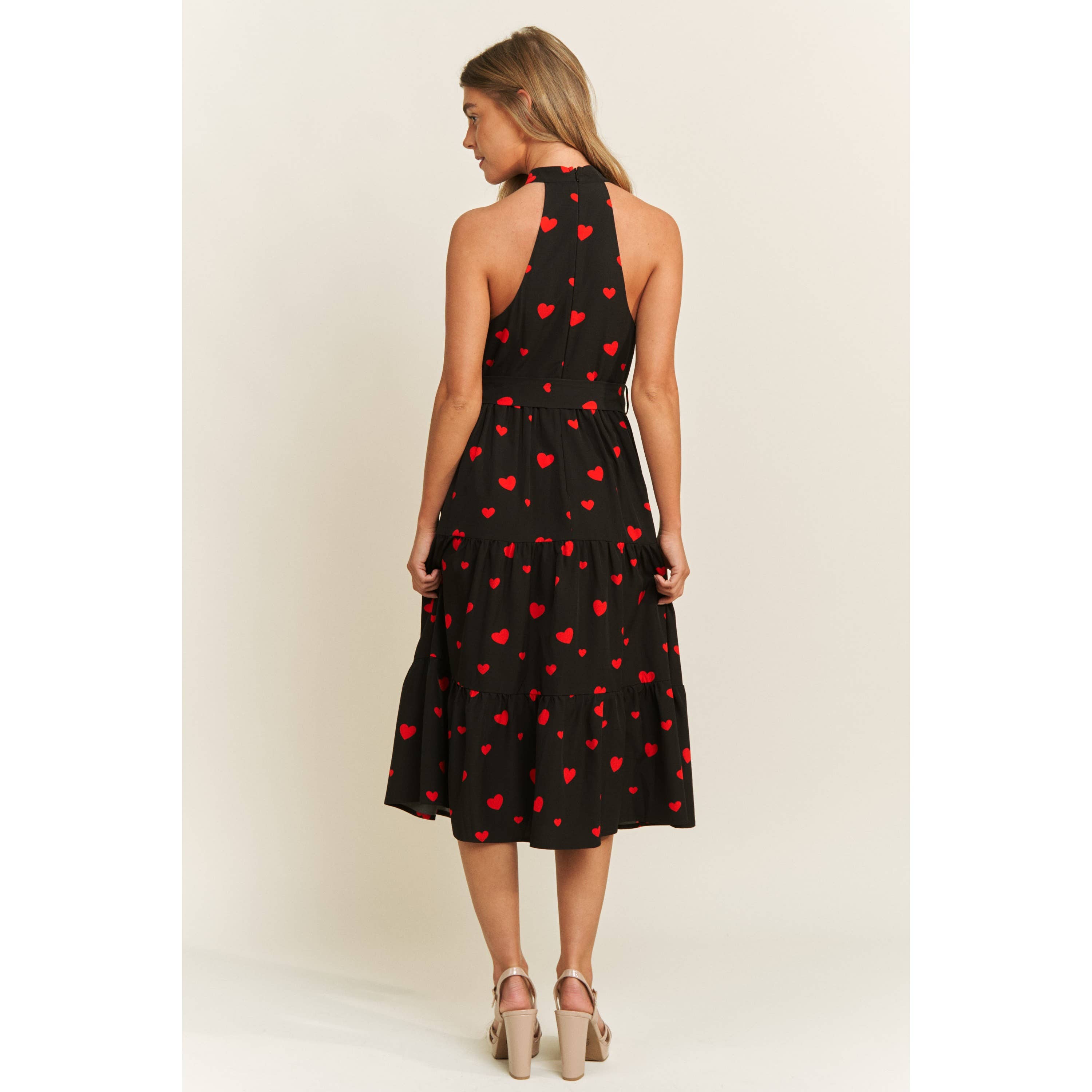 Sweet Generis - Vendita all'ingrosso Vestito - Donna - ABITO MIDI CON STAMPA A CUORE DI SAN VALENTINO IN TESSUTO MORBIDO CON SCOLLO ALL'AMERICANA13