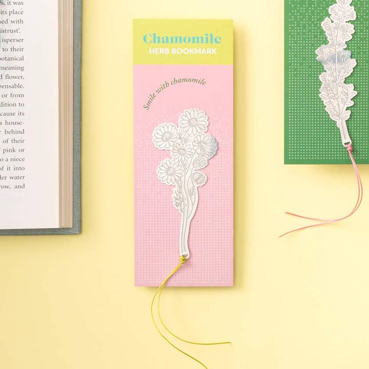 Another Studio U.S – wholesale Bookmark – Chamomile, floral Herb silver Bookmark with cord marker2