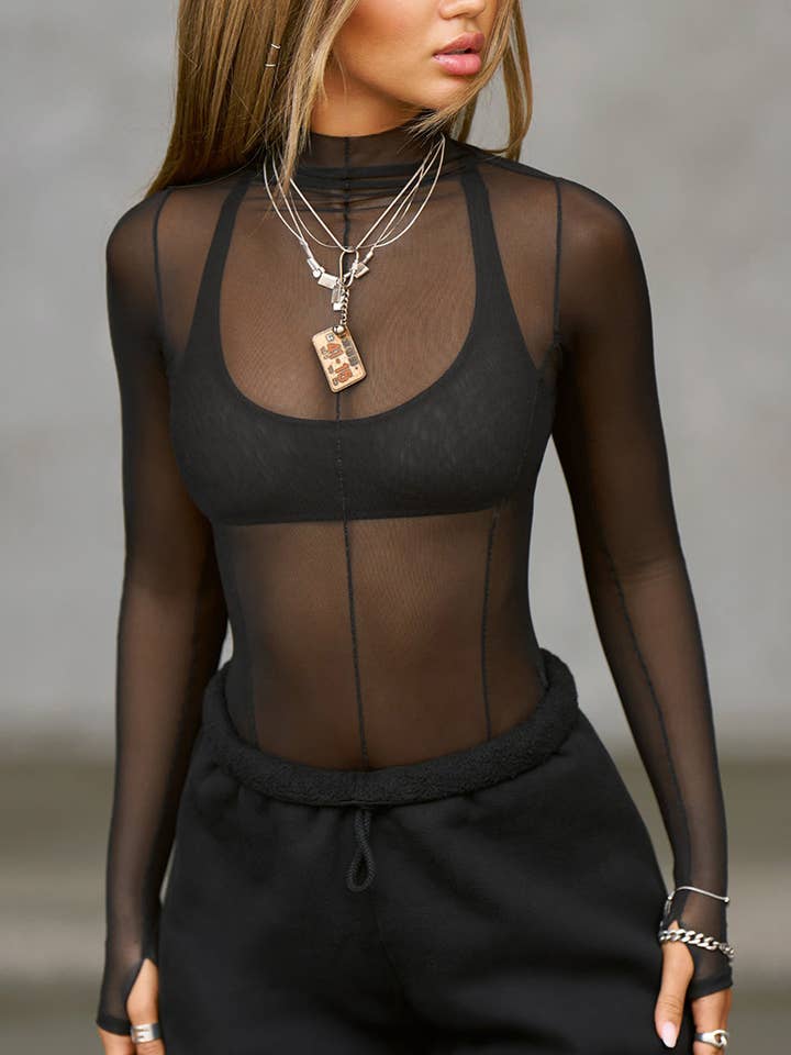 Sheer Mock Neck Long Sleeve Bodysuit and other Purchase Wholesale sheer bodysuit. Free Returns & Net 60 Terms on Faire trending on Faire.