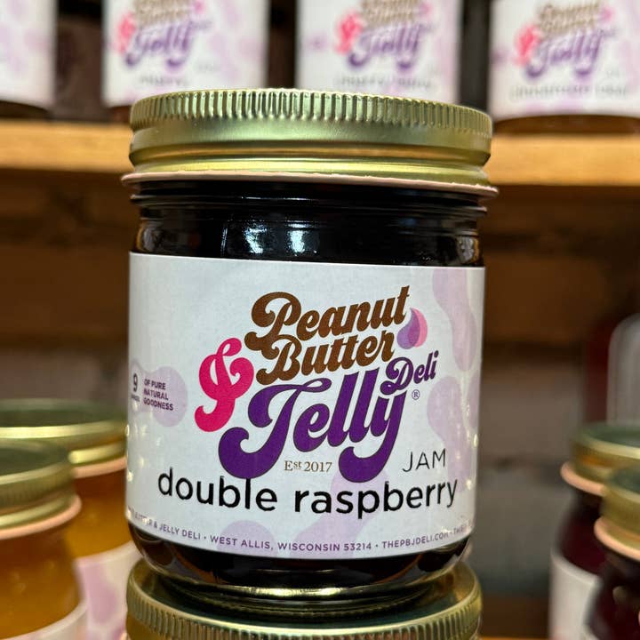 Double Raspberry Jam - 9 oz for wholesale by Peanut Butter & Jelly Deli