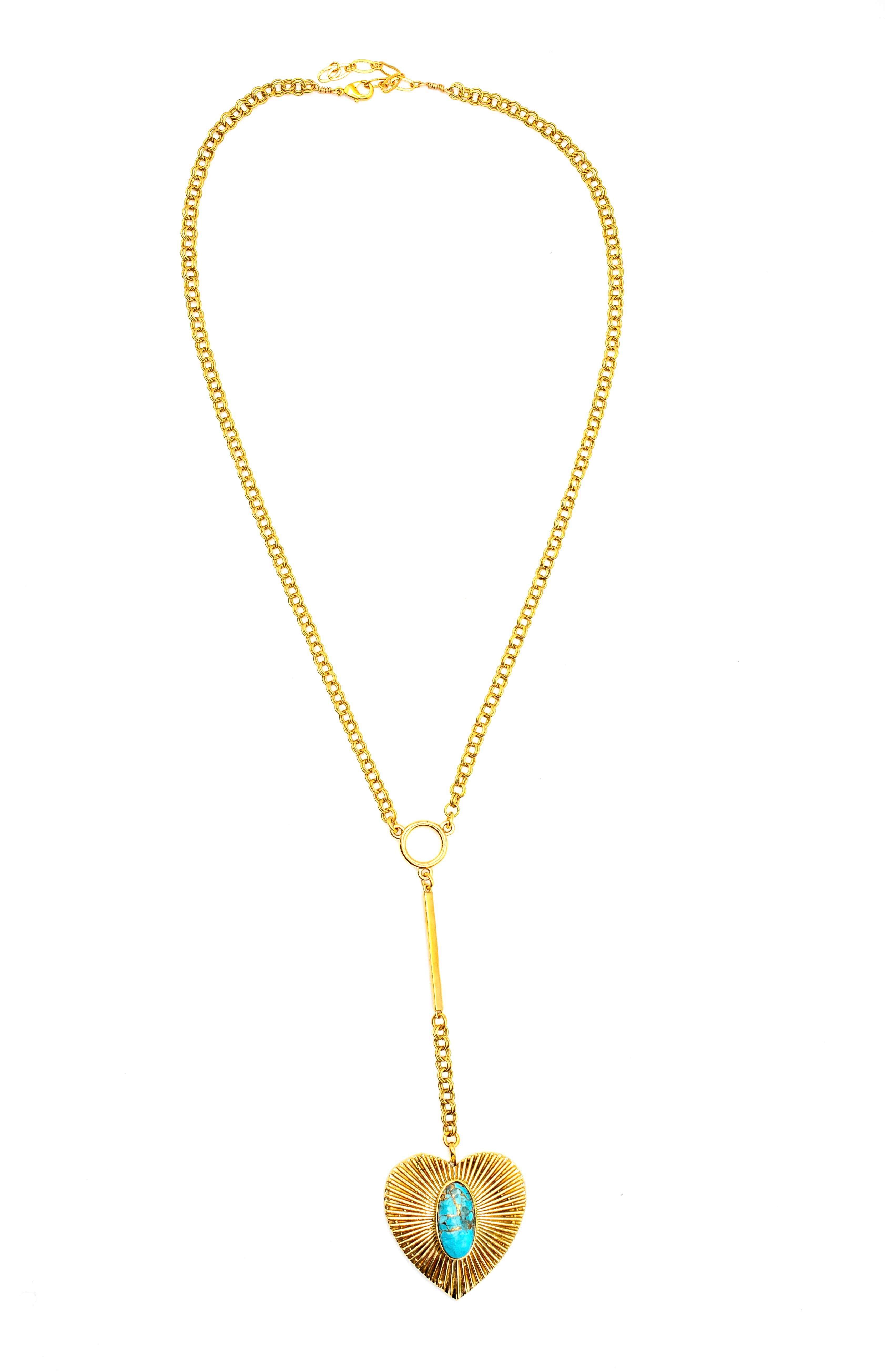 Baizaar - Wholesale Pendant/Charm Necklace - Brass Turquoise Heart Necklace1