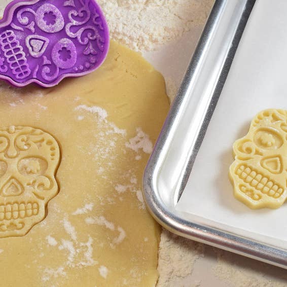 R&M International - Wholesale Cookie Cutter - Day of the Dead Sugar Skull Stamper (3")