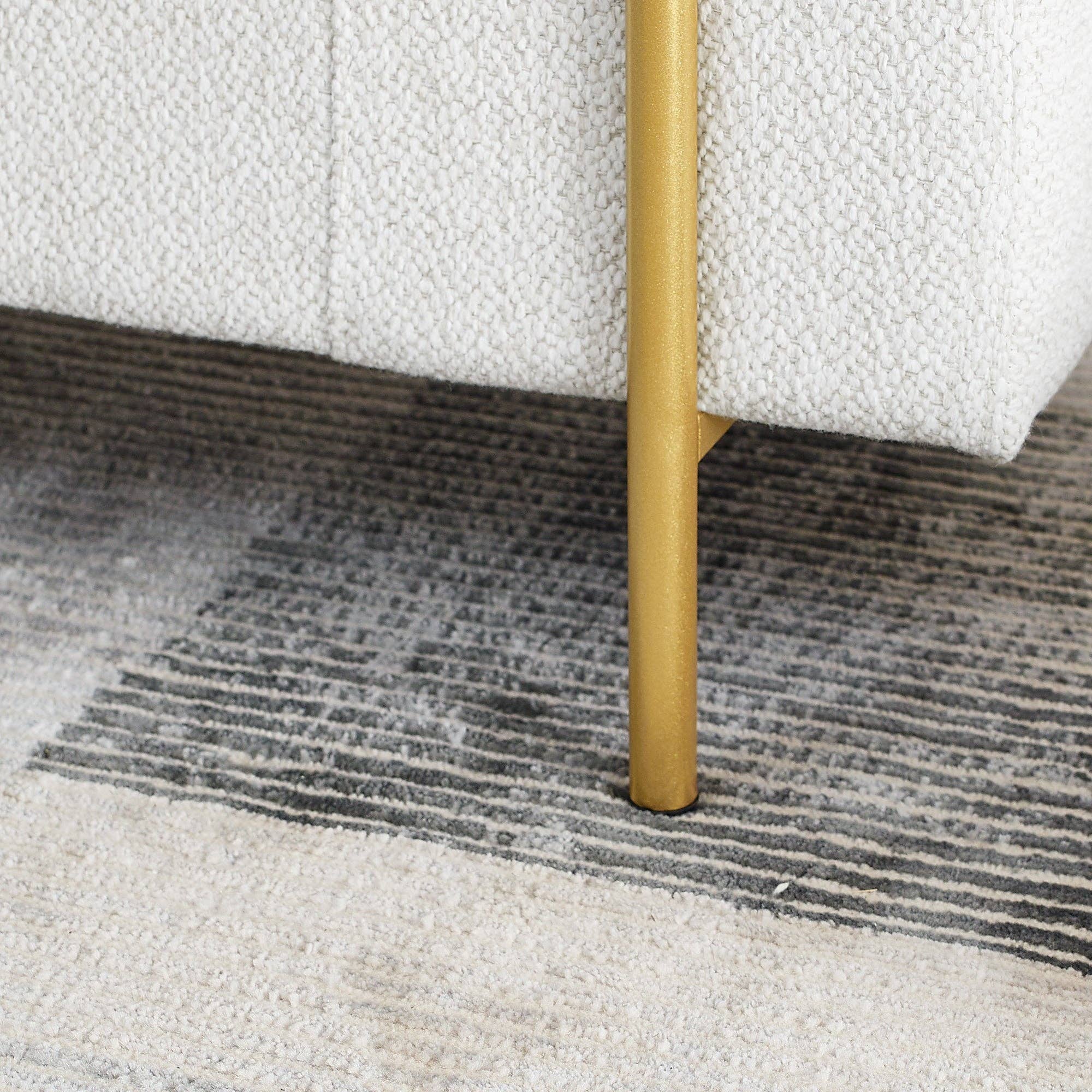 39F Inc. - Vente Bancs - Banc de rangement en lin blanc/beige/vert - Pieds en fer12