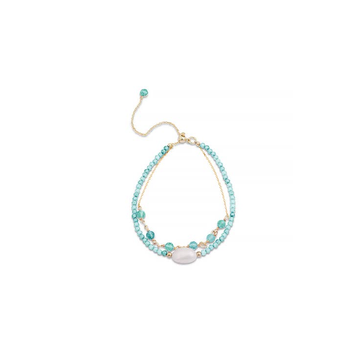 Luxenter - Wholesale Beaded Bracelet - Pulsera Luxenter de Amazonita acabada en oro amarillo de 18K - Ekhao