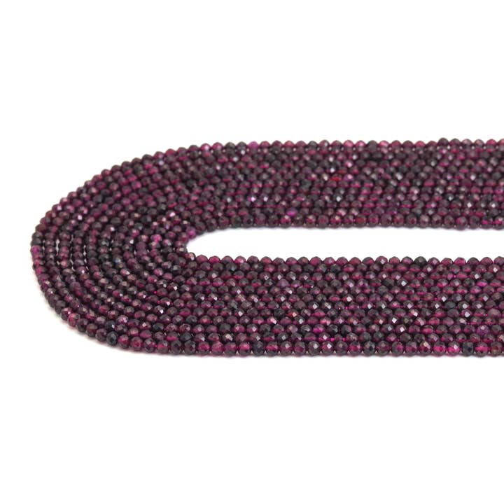 BestBeads&Beyond - Wholesale Beads - Genuine Garnet Round Faceted Beads, Sku#U1906