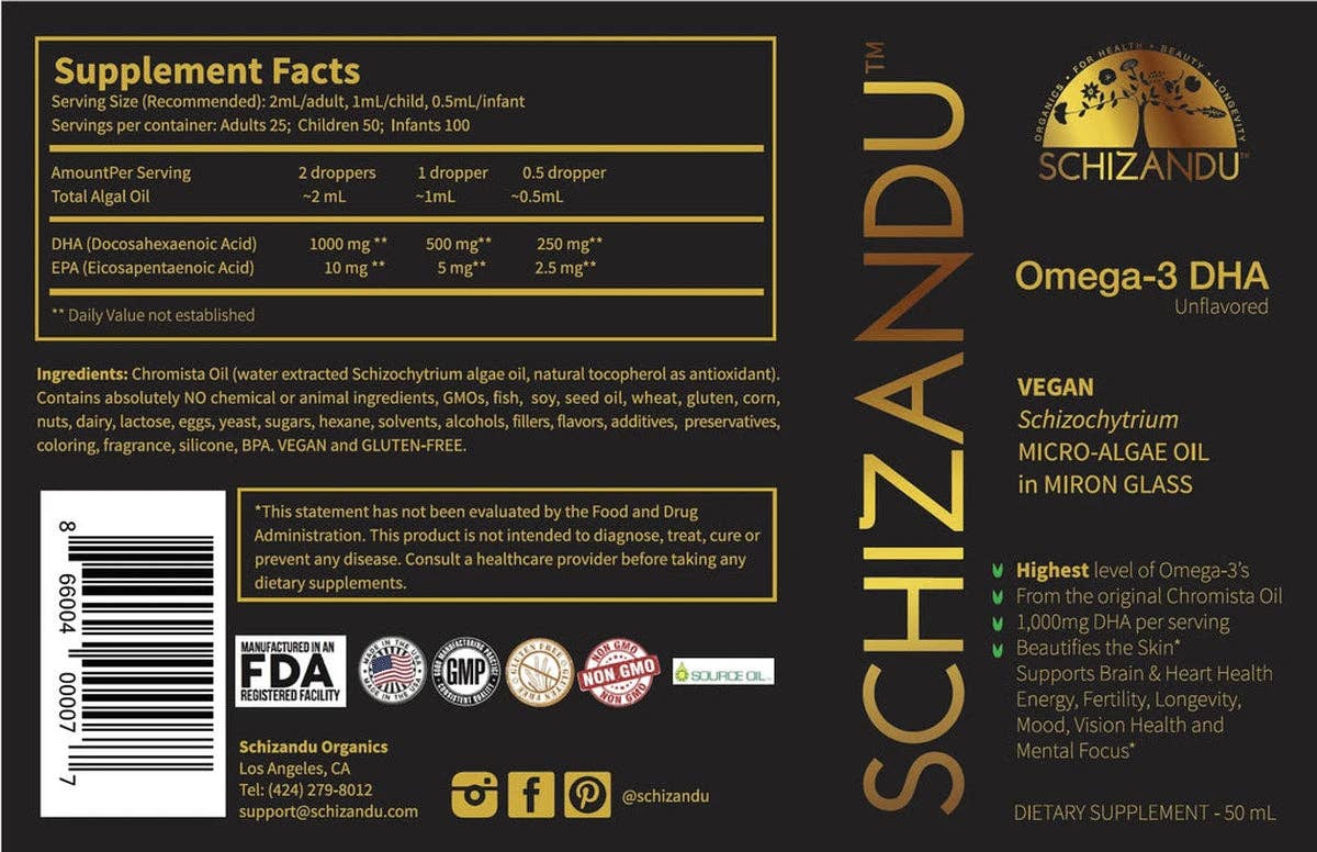 Schizandu Organics - Wholesale Oral Supplement/Vitamin - High Potency, Pure Algae Oil - Omega 3 Supplement1