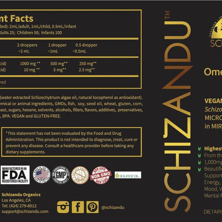 Schizandu Organics - Wholesale Oral Supplement/Vitamin - High Potency, Pure Algae Oil - Omega 3 Supplement1