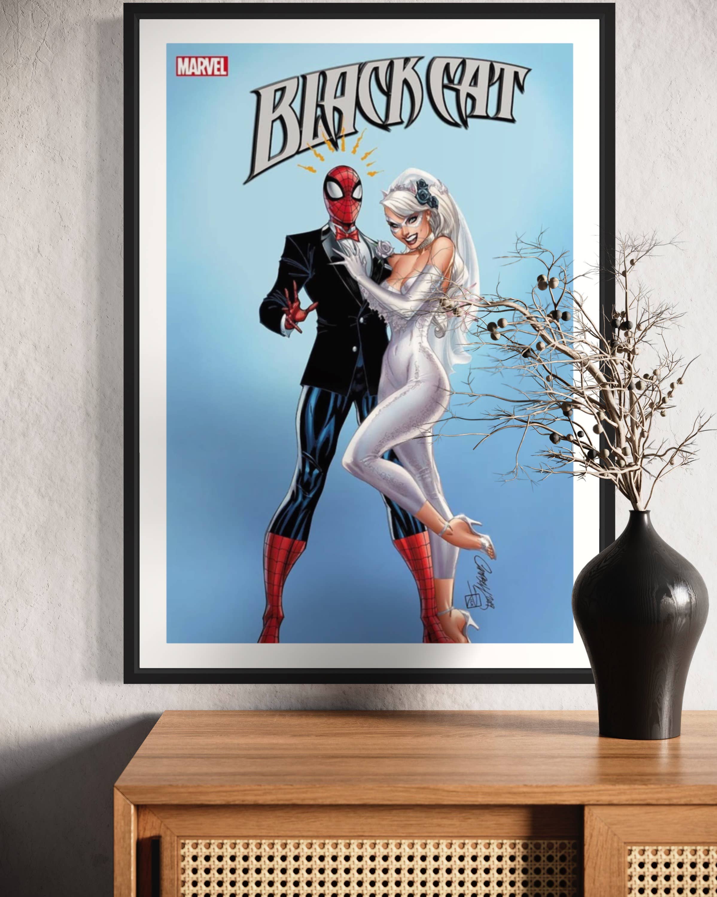 Billies Inks – Engroshandel Gallerivæg – Sæt med 3, Sort kat & Spider Man Getting Married Prints6