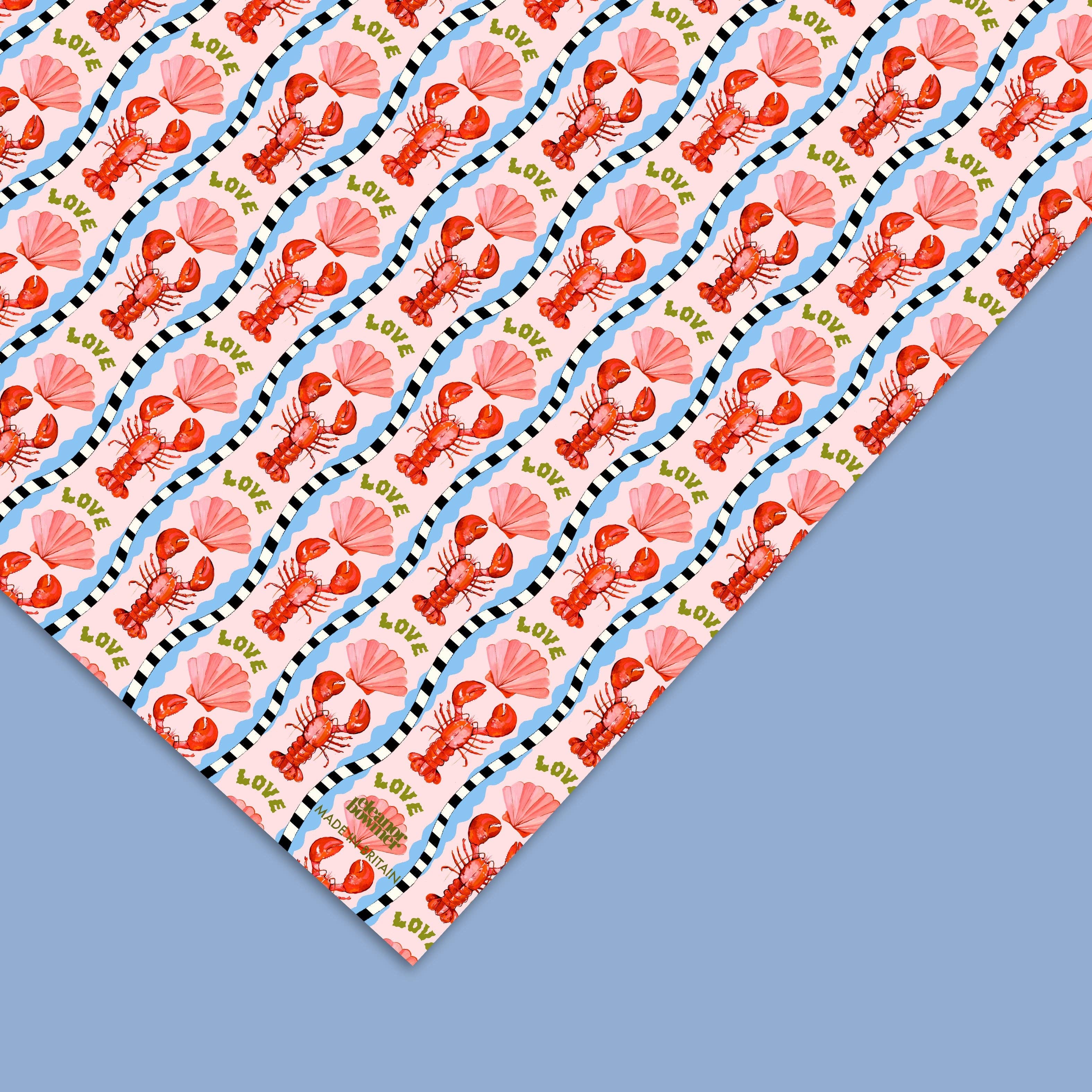 Eleanor Bowmer – wholesale Flat wrap – Lobster Love Gift Wrap0