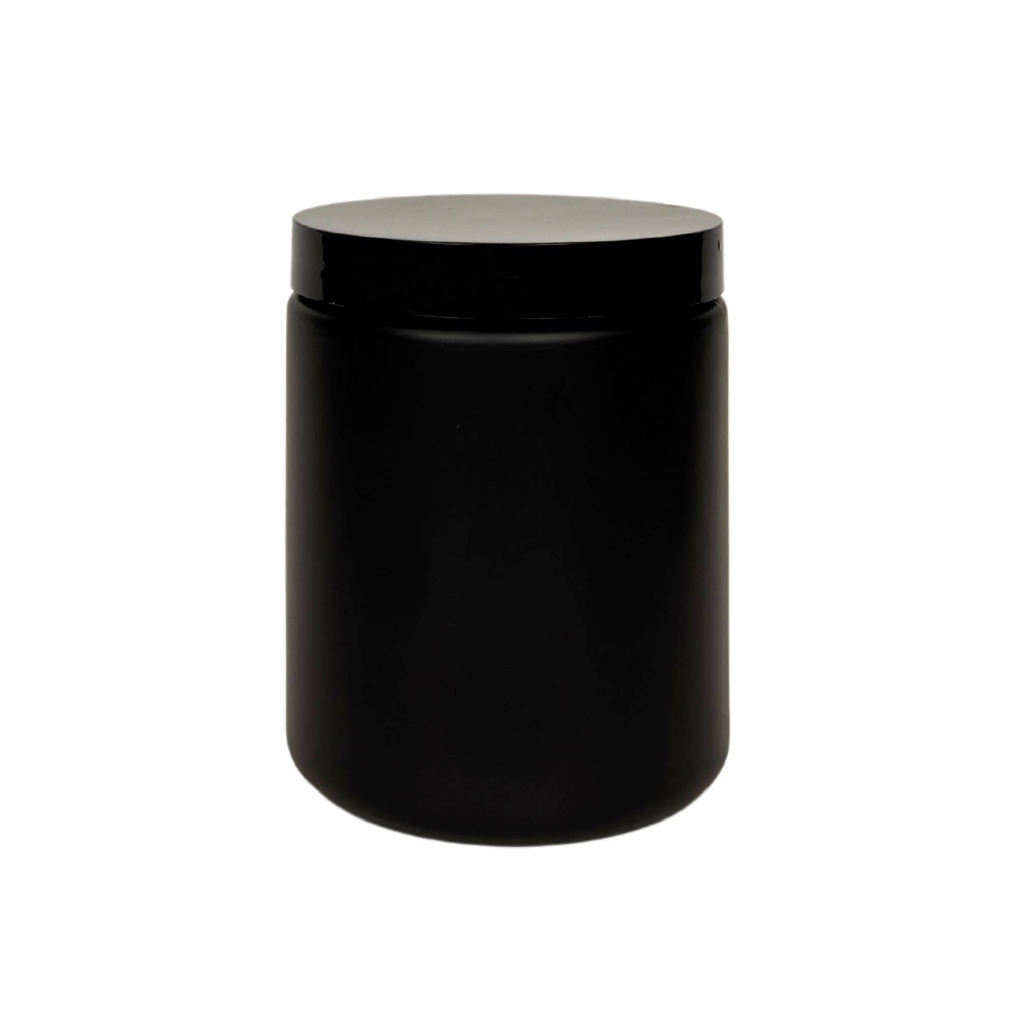 The Bottle Shoppe – wholesale Jar – 8oz Black Matte Glass Straight Sided Jar with Black PP Lid