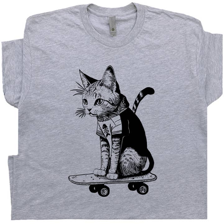 Skate Cat Shirt Funny Skateboard Cool Graphic Cute Novelty T for wholesale by Shirtmandude Co